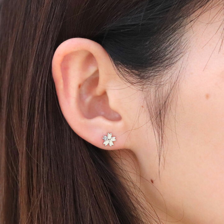 楽天市場】桜 ピアス k18 レディース 人気 18金ゴールド 花モチーフ 
