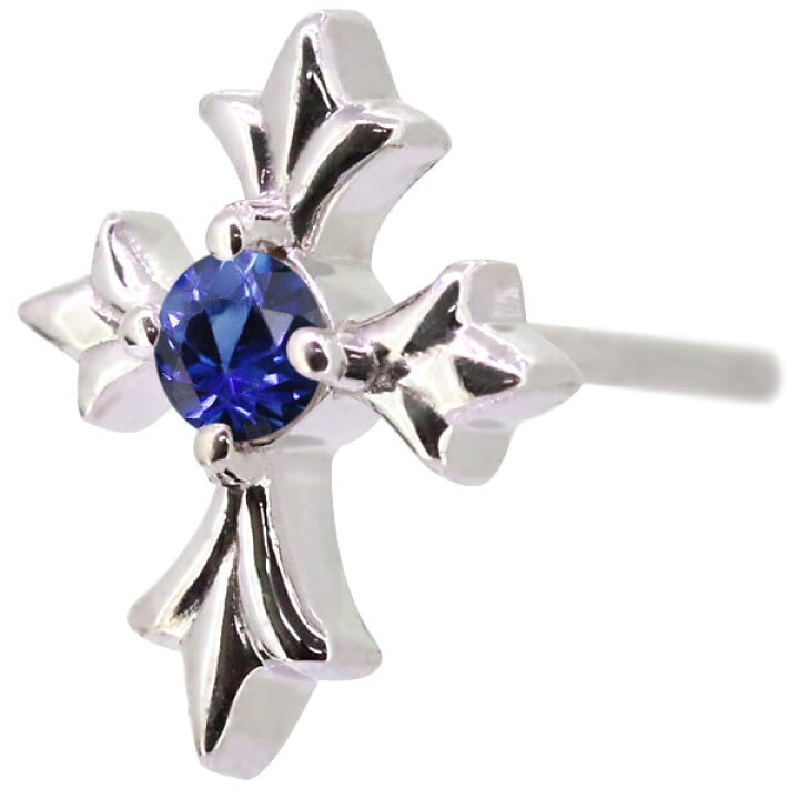 楽天市場】クロス ピアス 18k メンズ 十字架 サファイア 誕生石 9月 