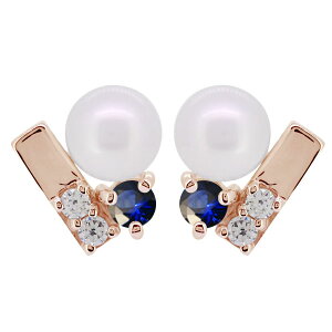 ピアス パール 9月誕生石 サファイア レディース k18 ピンク イエロー 18k スタッドピアス 母の日 2024