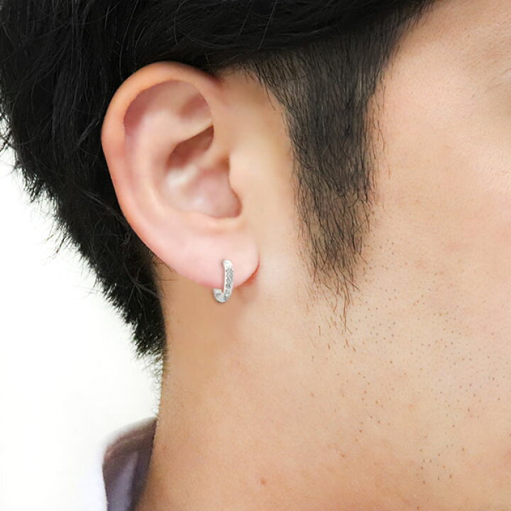 楽天市場 メンズ ピアス フープ リングピアス 18k 太め シンプル 片耳 ダイヤモンド 父の日 Plejour プレジュール
