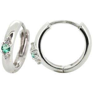 フープピアス 中折れ シルバー メンズ 日本製 片耳 エメラルド シンプル 父の日 2024
