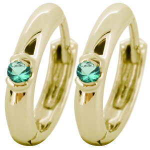 フープピアス レディース 18k ゴールド エメラルド 誕生石 5月 両耳セット シンプル