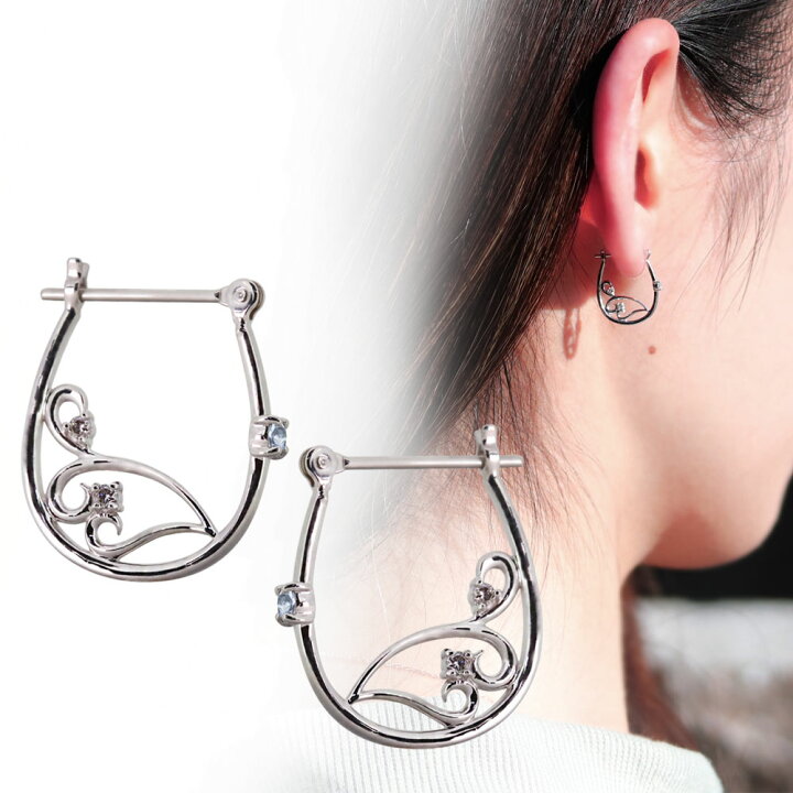 楽天市場】ピアス レディース フープピアス プラチナ アクアマリンサンタマリア クロッシングピアス 唐草 ハート : PLEJOUR 誕生石ジュエリー専門店