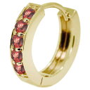 ピアス メンズ 18k フープピアス ガーネット 片耳 中折れ ゴールド 1月誕生石 父の日 2024