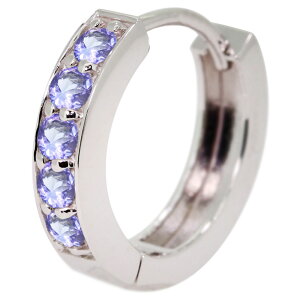 フープピアス メンズ ピアス プラチナ 誕生石 12月 タンザナイト 片耳 中折れ 小さめ 父の日 2024