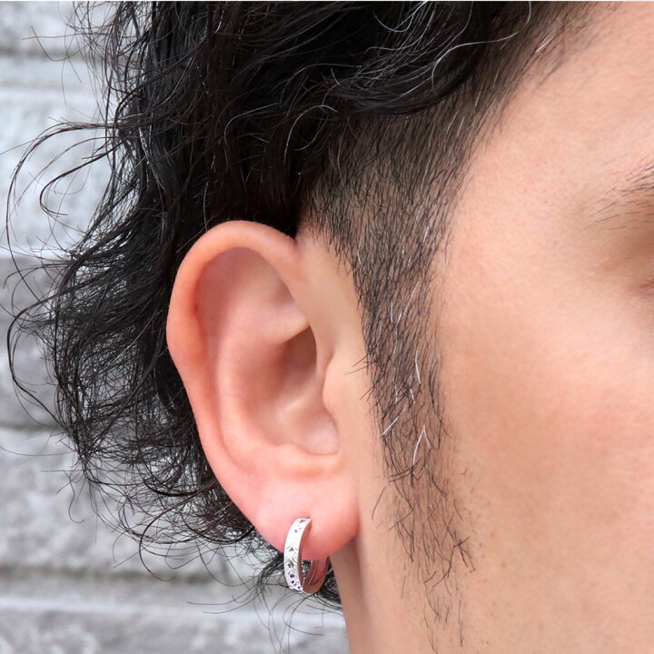 楽天市場】ピアス メンズ フープ フープピアス プラチナ 中折れ式 片耳 
