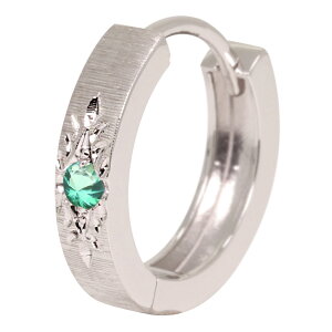 ピアス フープ メンズピアス シルバー925 片耳 フープピアス 中折れ式 5月誕生石 彫り 洋彫り 父の日 2024