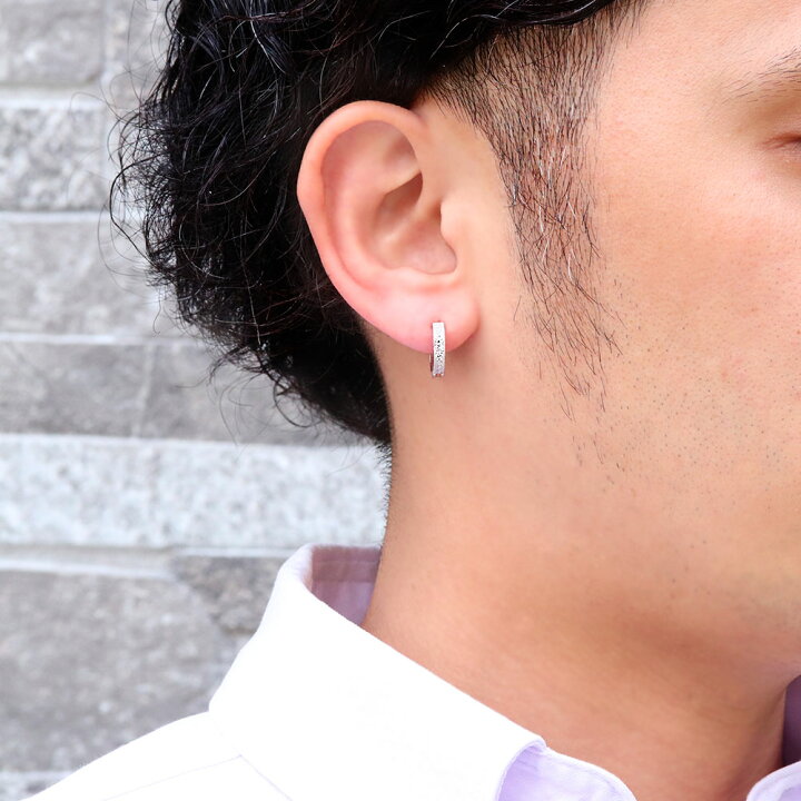 楽天市場 ピアス メンズ フープピアス 片耳 シルバー フープ 中折れ式 12月誕生石 タンザナイト メンズピアス Plejour プレジュール