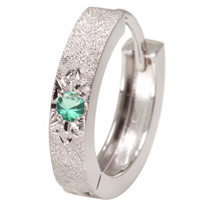 ピアス メンズ フープピアス 片耳 シルバー フープ 中折れ式 5月誕生石 エメラルド メンズピアス 父の日 2024