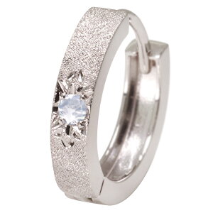 フープ ピアス メンズ プラチナ フープピアス 片耳 中折れ式 誕生石 6月 ロイヤルブルームーンストーン 彫り 洋彫り 父の日 2024