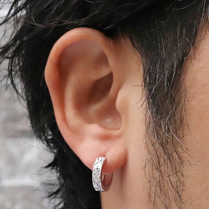 楽天市場】ピアス メンズ フープ 片耳用 ダイヤモンド フープピアス 