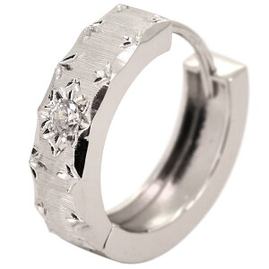 ピアス プラチナ メンズ フープピアス 片耳用 4月誕生石 ダイヤモンド 中折れ式 フープ 金属アレルギー対応 父の日 2024