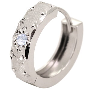 ピアス プラチナ メンズ フープピアス 片耳用 6月誕生石 ロイヤルブルームーンストーン 中折れ式 フープ 金属アレルギー対応 父の日 2024