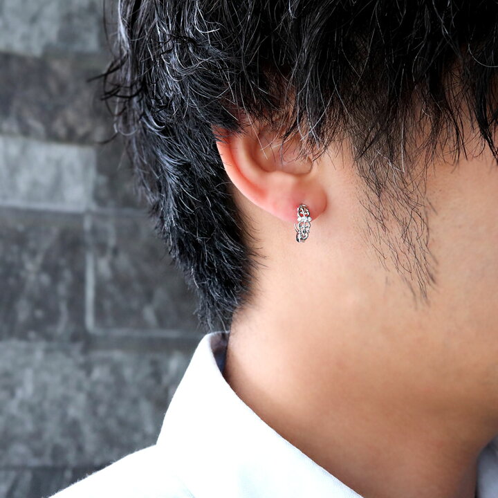 楽天市場】18金 フープピアス メンズ 片耳 クロス ルビー ピアス 18k 