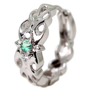 フープピアス クロス ピアス エメラルド 片耳 中折れ式 透かし メンズ レディース プラチナ フープ フレイム 炎