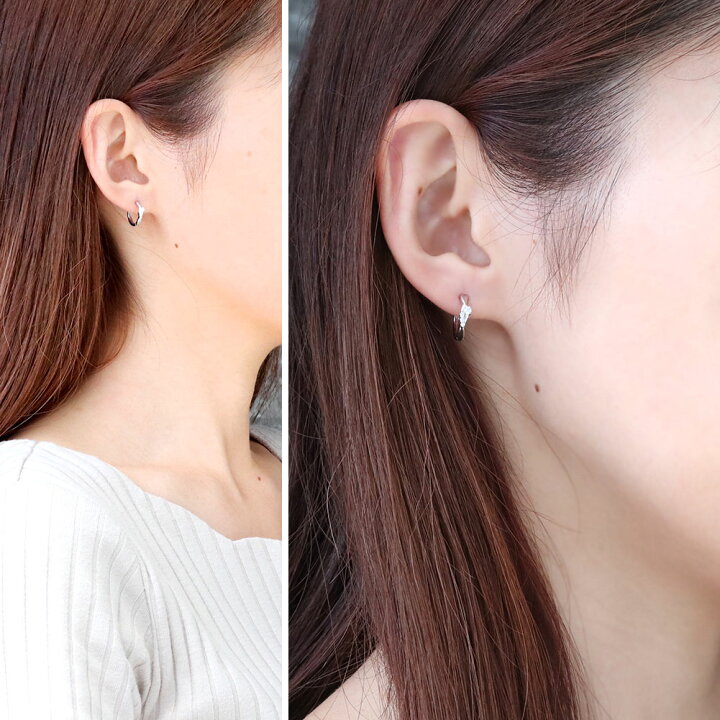 楽天市場】小さい フープピアス 18k レディース キャッチレス 中折れ 