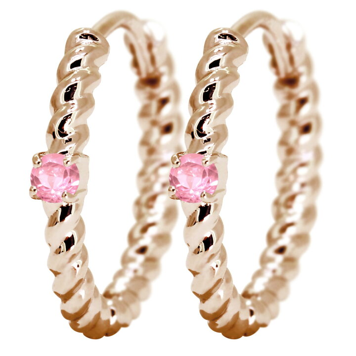 楽天市場】フープピアス ゴールド 18k ピンクトルマリン ピアス 