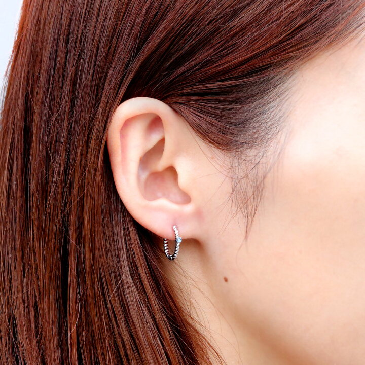 楽天市場】フープピアス ゴールド 18k ブルートパーズ ピアス 