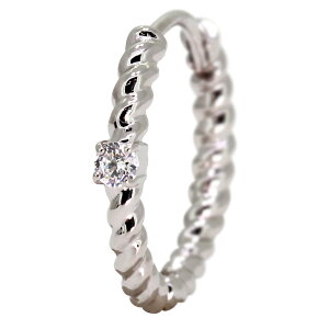 ピアス 片耳 メンズ プラチナ フープピアス ダイヤモンド ツイスト 縄 ロープ 4月誕生石 メンズピアス pt900 中折れ式 金属アレルギー対応 男性 かっこいい つけっぱなし 人気 普段使い