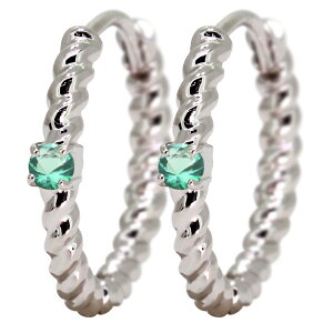 ピアス プラチナ フープピアス エメラルド レディース 縄 ツイスト 両耳セット 誕生石 5月 フープ 小さめ 金属アレルギー対応 Pt900 大人 女性 シンプル 5月誕生石 プレゼント ギフト