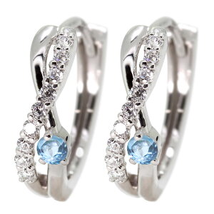 フープピアス プラチナ レディース 小ぶり ピアス フープ キャッチレス 中折れ式 誕生石 11月 ブルートパーズ ジュエリー プレゼント 女性