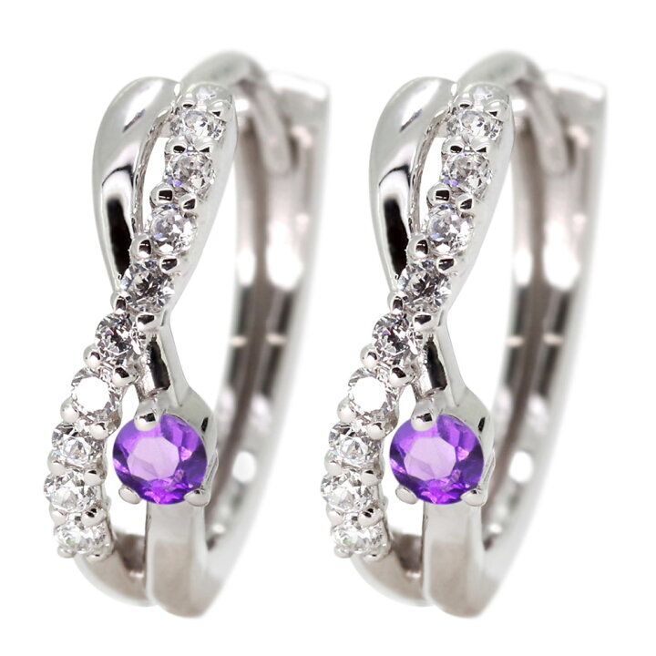 楽天市場】アメジスト フープピアス レディース 10k 10金 ピアス 
