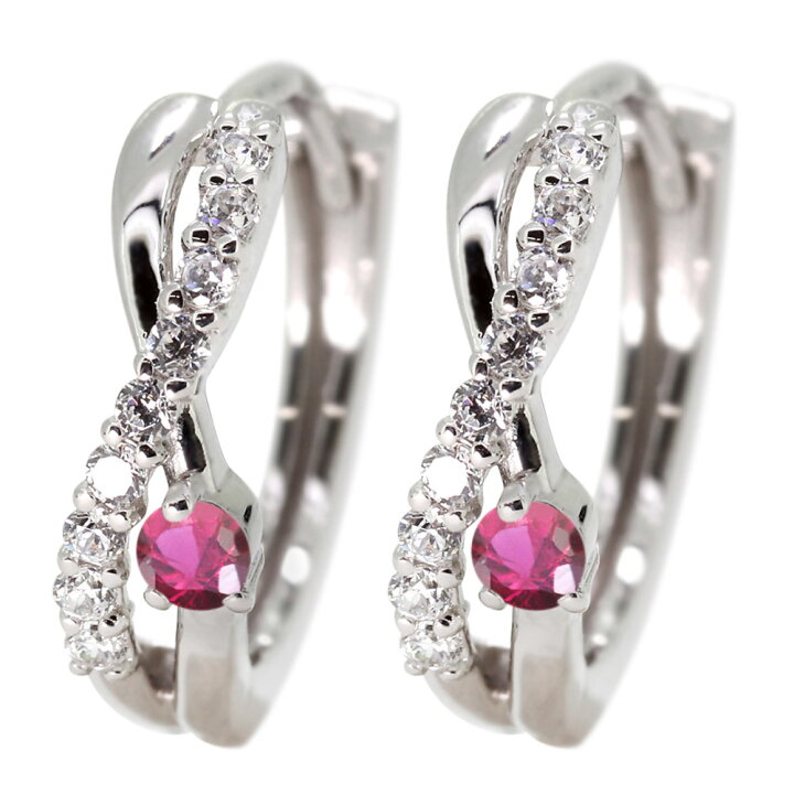 楽天市場】ルビー フープピアス レディース 10k 10金 ピアス  