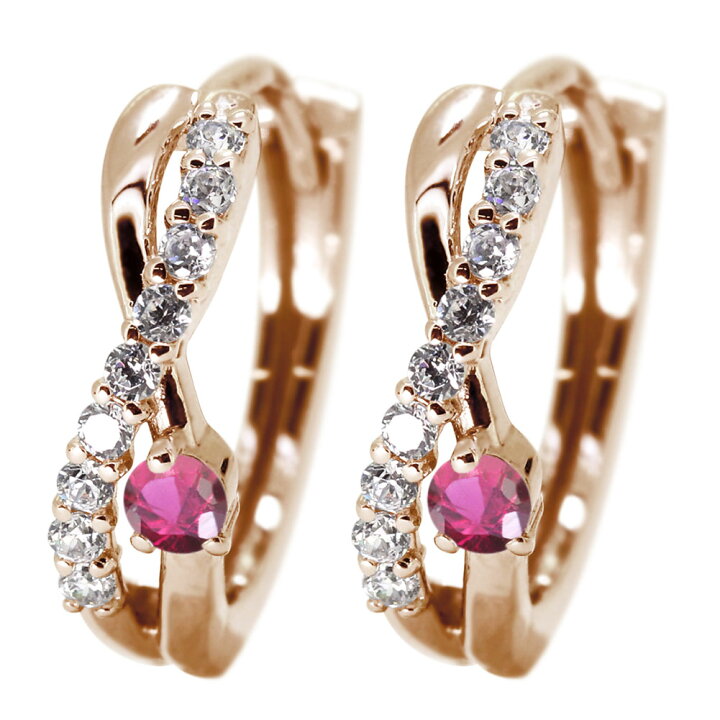 楽天市場】ルビー フープピアス レディース 10k 10金 ピアス  