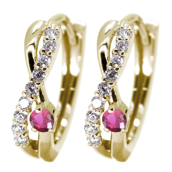 楽天市場】ルビー フープピアス レディース 10k 10金 ピアス  