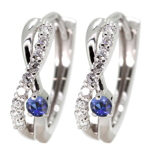 フープピアス プラチナ レディース 小ぶり ピアス フープ キャッチレス 中折れ式 誕生石 9月 サファイア ジュエリー プレゼント 女性