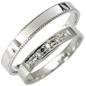 プラチナ ペアリング カップル 2個セット ダイヤモンド 結婚指輪 マリッジリングのサムネイル