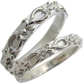 結婚指輪 マリッジリング 天然ダイヤモンド ペアリング カップル 2個セット 百合の紋章 プラチナ リング