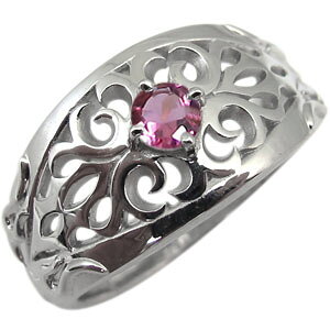 メンズ・リング・ピンクトルマリン・10月誕生石・トライバル・指輪・10金 父の日 2023