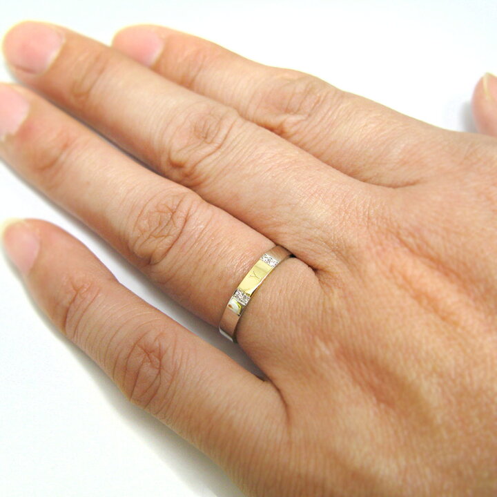 楽天市場】結婚指輪 イニシャル プラチナ 18金 ダイアモンド コンビ 
