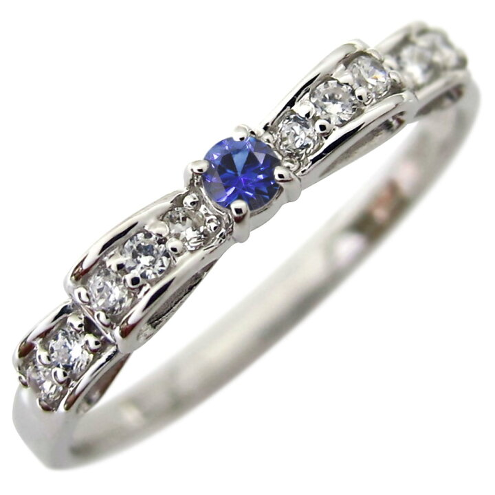 楽天市場】サファイア 指輪 リボン 18k K18 サファイア ピンキーリング  