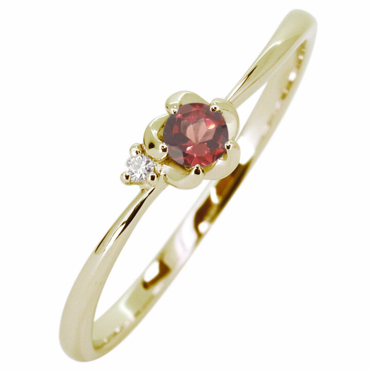 楽天市場】指輪 18金 ガーネット リング 花 ピンキーリング フラワー  