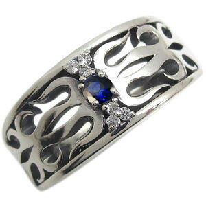 シルバーリング サファイア メンズ リング 唐草 指輪 父の日 2024