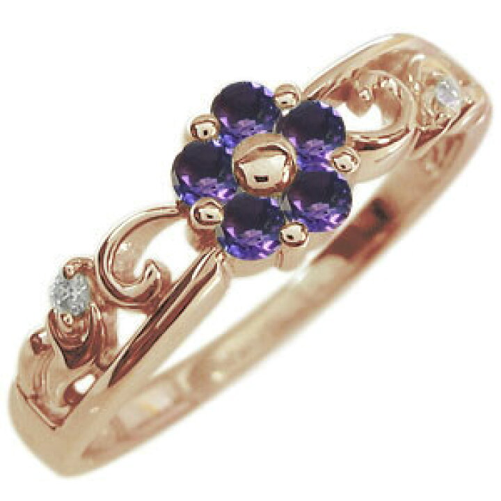 楽天市場】アメジスト リング フラワー 花 K18 指輪 : PLEJOUR 誕生石  