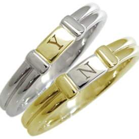 ペアリング カップル 2個セット プラチナ K18 ファランジリング イニシャルリング 結婚指輪