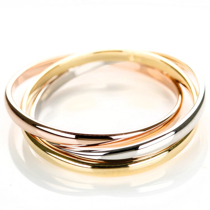 楽天市場】トリニティ リング レディース K18 三連リング スリーカラー  