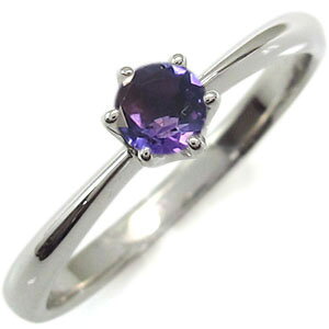 シンプルリング アメジスト 一粒 K18 リング 指輪