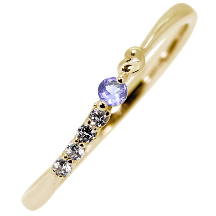 楽天市場】ファランジリング タンザナイト 18金 18k 華奢 ハート 