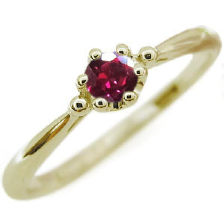 楽天市場】ピンキーリング 一粒 ルビー 婚約指輪 18金 18k リング 
