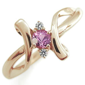 クロス エンゲージリング ピンクサファイア エンゲージリング K18 婚約指輪