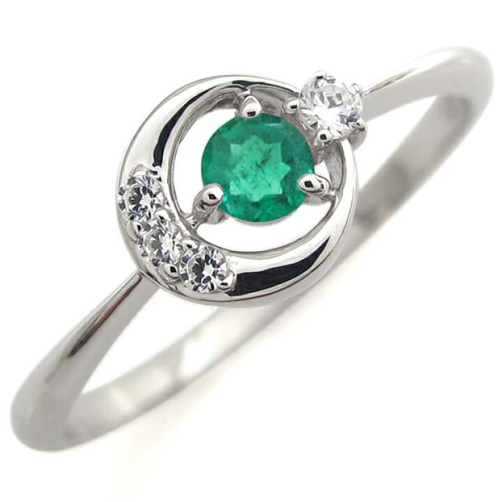 楽天市場 指輪 レディース おしゃれ プラチナ エメラルド エンゲージリング 月モチーフ 婚約人気 リング プレゼント 母の日 Plejour プレジュール