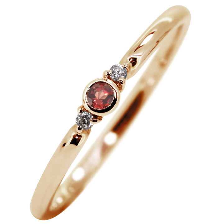 楽天市場】ピンキーリング ガーネット シンプル 18k K18 指輪 華奢 