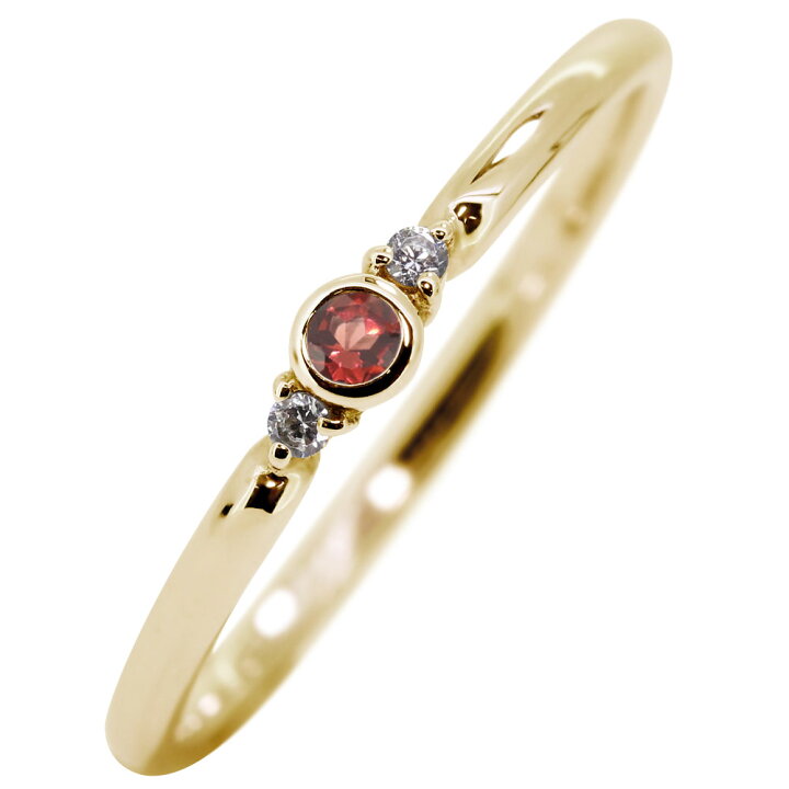 楽天市場】ピンキーリング ガーネット シンプル 18k K18 指輪 華奢 