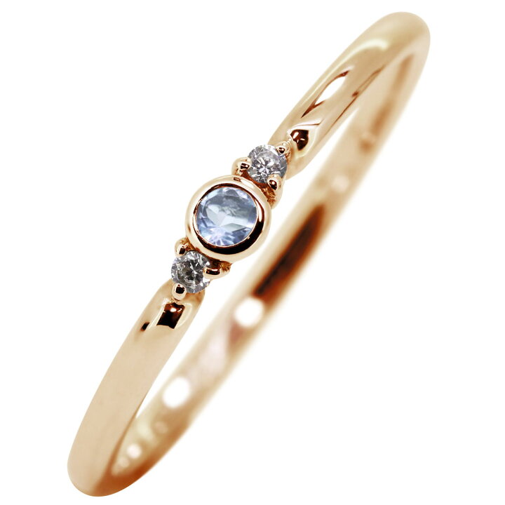 ファランジリング アクアマリンサンタマリア 華奢 リング 18金 18k 