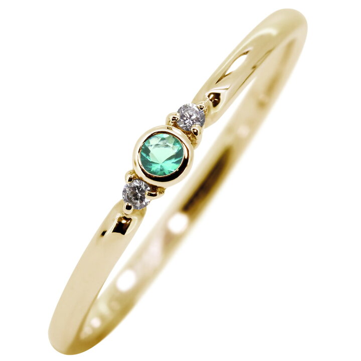 楽天市場】指輪 エメラルド リング ピンキーリング 10金 10k  