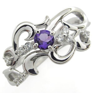 指輪 アメジスト 唐草 レディースリング シルバー 結婚記念日 メモリアル 母の日 2024